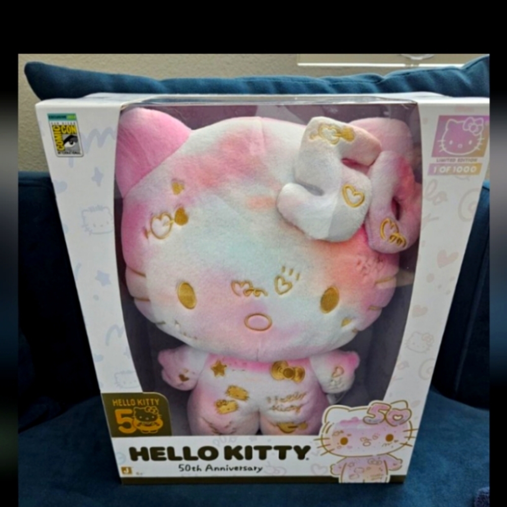 Hello Kitty 50th Anniversary Plush - Pink and Gold